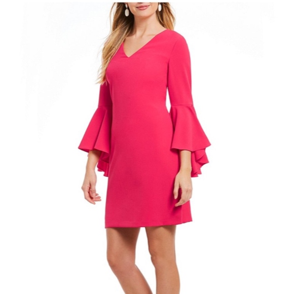 Purchase Eliza J Ruffle V Neck Dress Up To 61 Off